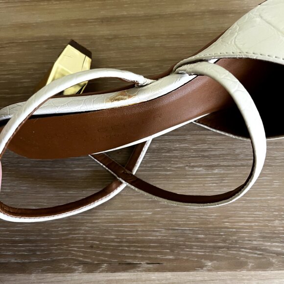 Kurt Geiger Della Beige Croc Print Pointed Toe Slingback High Heels - Picture 9 of 11